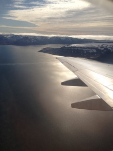 an airplane wing above water