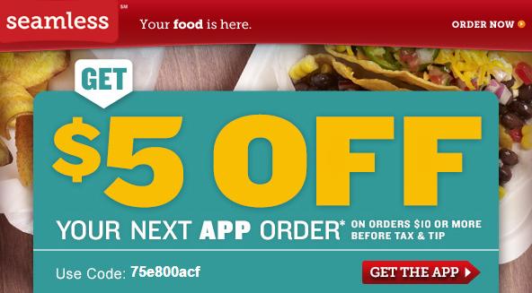 Get $5 Off $10 Seamless Food Delivery Order - Points Miles & Martinis