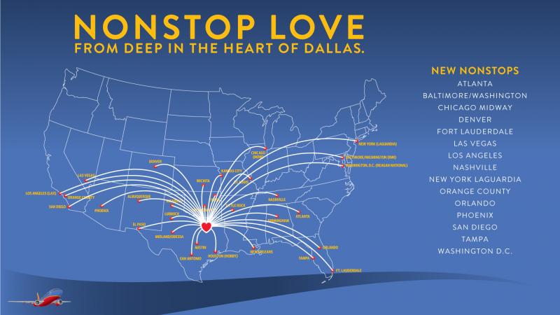 southwest airline route map