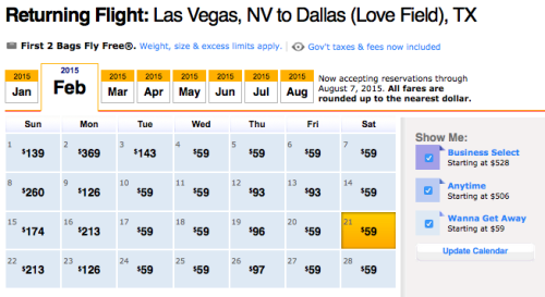 DAL-LAS On Southwest For $59 Each Way