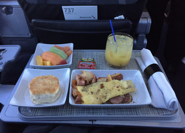 Review American Airlines First Class Breakfast Points Miles & Martinis