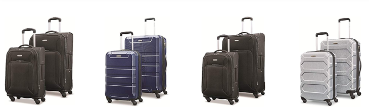 a group of luggage bags