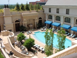 a swimming pool in a hotel