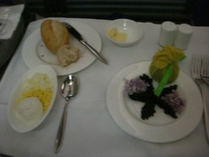 a table with plates of food