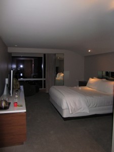 a bedroom with a large bed