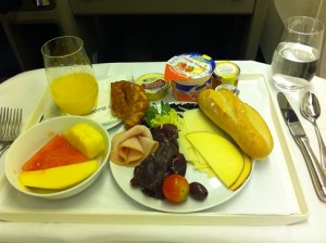 a tray with food on it