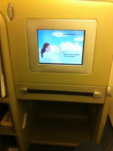 a small screen on a plane