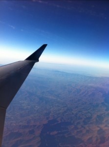 an airplane wing in the sky