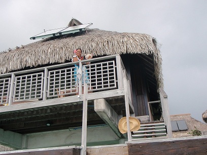 a woman standing on a deck