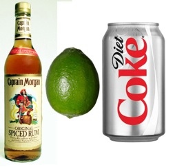 a lime and a bottle of rum