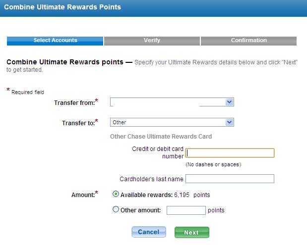 a screenshot of a credit card rewards account