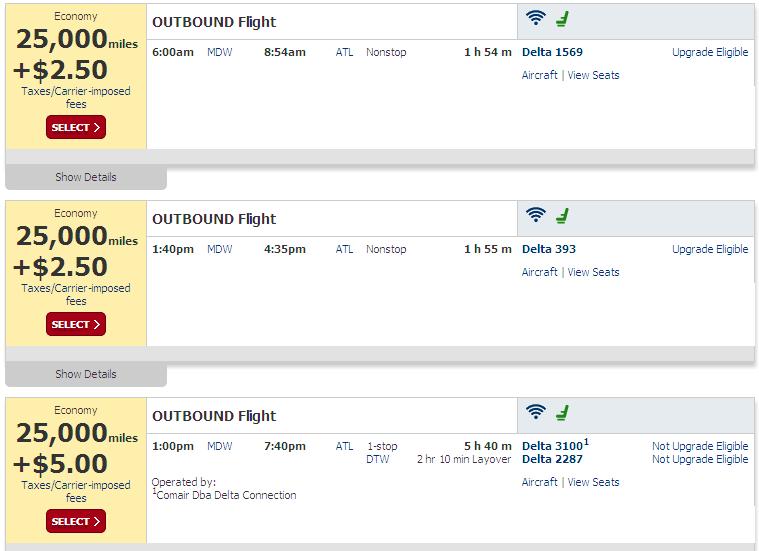 a screenshot of a flight schedule