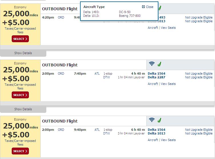 a screenshot of a flight schedule