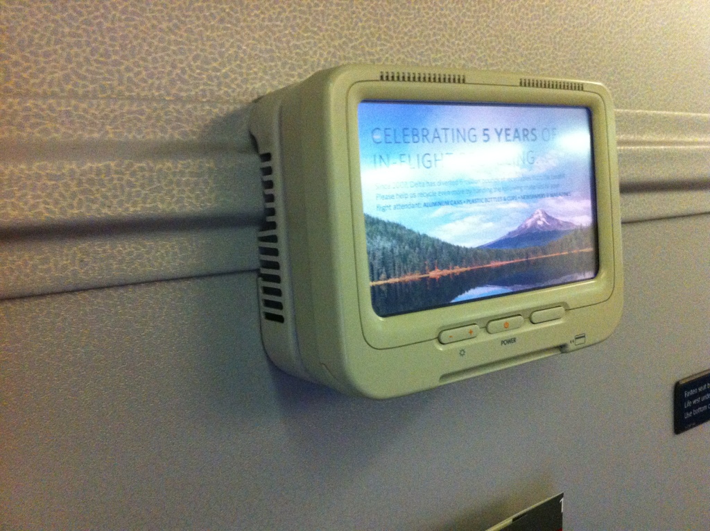 Delta in-flight television from seat 1 a in 757