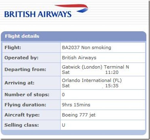 British Airways Revenue Ticket