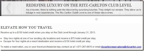 Ritz Carlton Club Level Room Credit