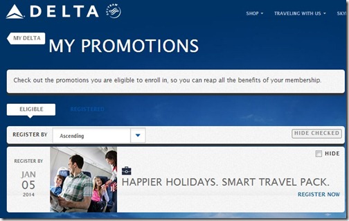 Delta Website Eligible Promotion Signup