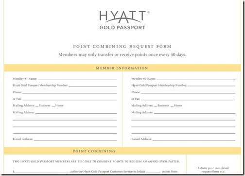 Hyatt Transfer Points Form