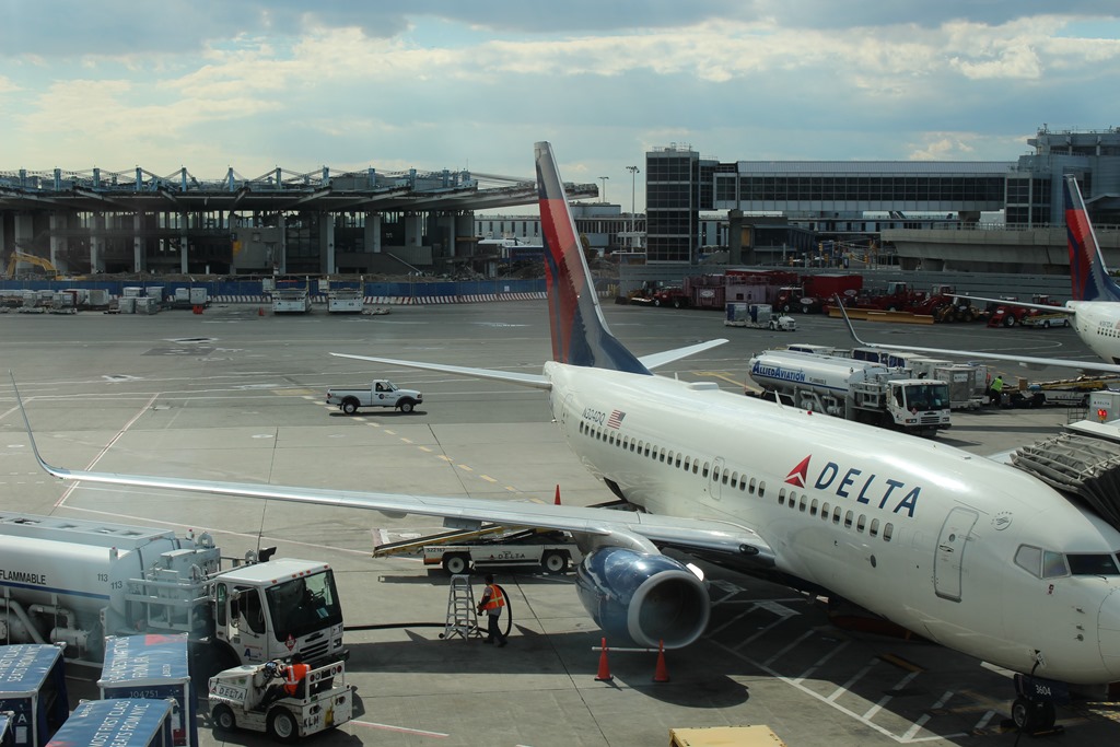 a large airplane parked at an airport