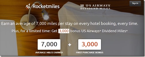 US Airways Rocketmiles 3k signup bonus