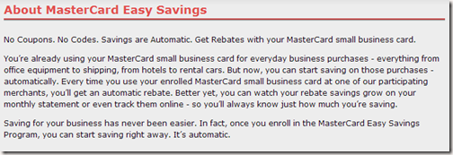 MasterCard Easy Savings Overview