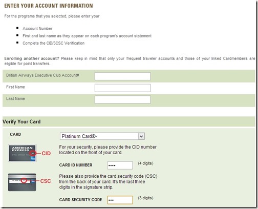 American Express Link Additional Programs Account Information