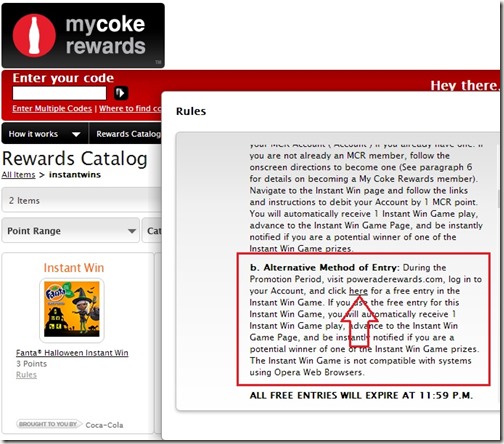 My Coke Rewards Instant Win Section Free Section