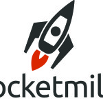 a logo with a rocket in the middle