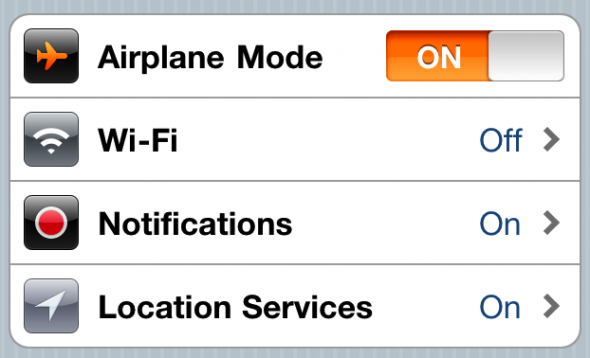 iPhone airplane mode