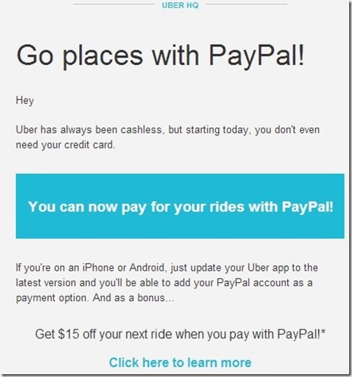 Paypal Uber Discount