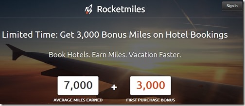 RocketMiles bonus 3,000 miles