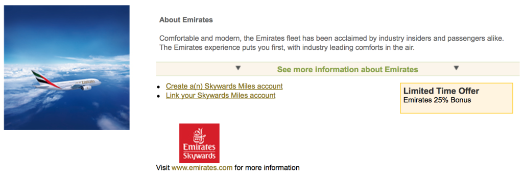emirates amex transfer bonus