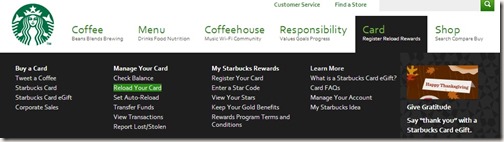 Starbucks Reload your card