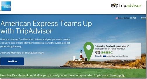 Tripadvisor 5 dollar statement credit offer
