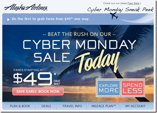 49 One Way Fares From Alaska Airlines On Cyber Monday