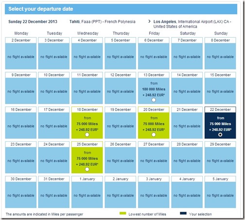 Air France Return From Tahiti Availability