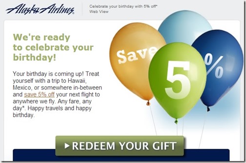 Alaska Airlines Birthday 5 Percent Off
