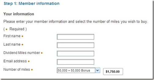 US Airways Buy Miles Member Information