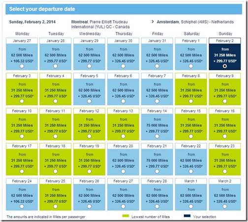 Air France Promo Award Availability from Montreal
