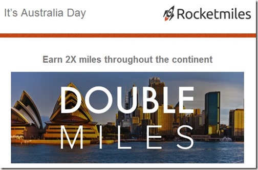 Rocketmiles 2x austrailia miles promotion