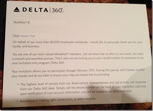 Delta 360 Letter to Medallion Members