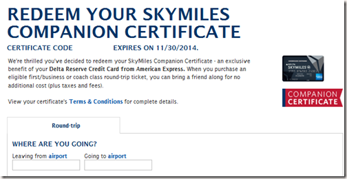Delta Companion Certificate Flight Booking