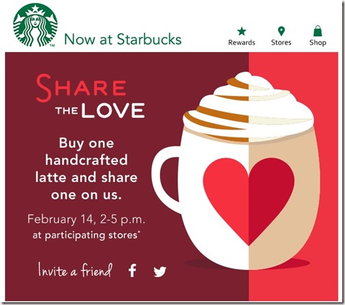 Starbucks Valentines Free Drink Promotion