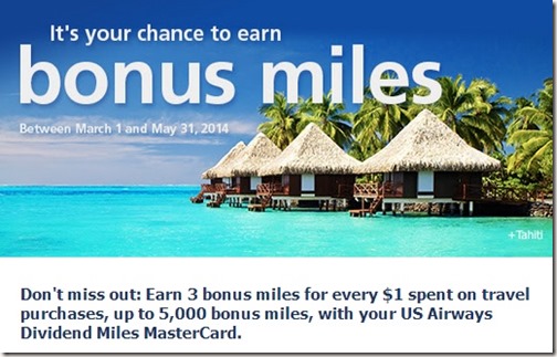 US Airways 3x Bonus Miles WIth Purchases