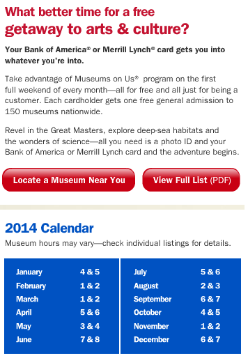 b of a museum weekends free promo deal pmm