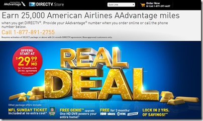 American Airlines DirecTV 25000 Offer