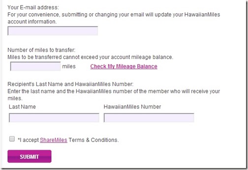 Hawaiian Airlines Share Miles