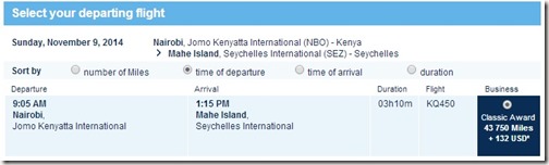 Kenya Airways To Seychelles