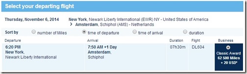 New York to Amsterdam on KLM