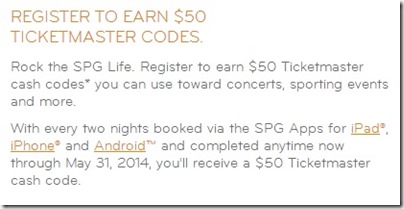 SPG 50 Dollar Ticketmaster Registration
